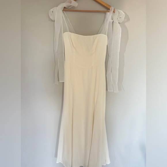NEW Reformation Kairo Midi Dress Organza Straps Ivory Bridal | size 4 - Picture 10 of 16